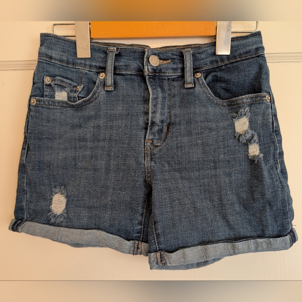 Levi's Blue Distressed Jean Shorts